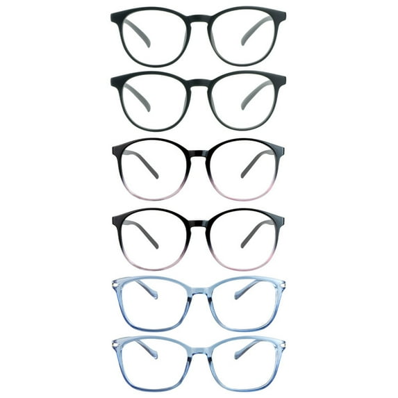 LAMBBAA 6 Pack Reading Glasses, Blue Light Blocking Computer Reading Glasses for Women and Men, Anti Glare Lightweight Readers(Black,Black purple,Clear blue,+3.50)