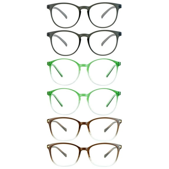 LAMBBAA 6 Pack Reading Glasses, Blue Light Blocking Computer Reading Glasses for Women and Men, Anti Glare Lightweight Readers(Matte grey,Clear green,Clear brown,+1.00)