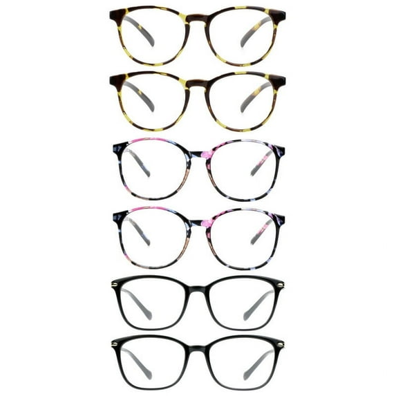 LAMBBAA 6 Pack Reading Glasses, Blue Light Blocking Computer Reading Glasses for Women and Men, Anti Glare Lightweight Readers(Tortoise,Pinkfloral,Black,+1.50)