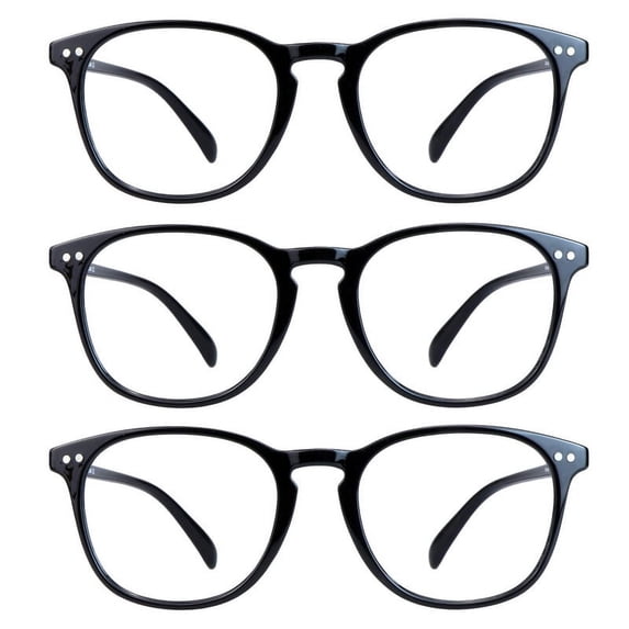 LAMBBAA Blue Light Blocking Glasses 3 Pack Computer Game Glasses Square Frame for Men Women Anti Eyestrain UV Filter(3 Black)
