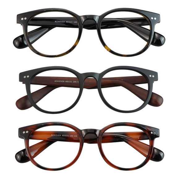 LAMBBAA Blue Light Blocking Glasses Round Frame Lightweight Computer Glasses for Men Women(Black Yellow+Black+Tortoise)