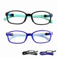 thumbnail image 1 of LAMBBAA Kids Blue Light Blocking Glasses 2 Pack Square Flexible Frame UV400 Protection Anti Blue Ray Computer Glasses Anti Glare Eyewear for Boys Girls Age 3-12 (Blue Black+Dark Blue), 1 of 5