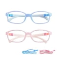 thumbnail image 1 of LAMBBAA Kids Blue Light Blocking Glasses 2 Pack Square Flexible Frame UV400 Protection Anti Blue Ray Computer Glasses Anti Glare Eyewear for Boys Girls Age 3-12 (Blue+Pink), 1 of 5