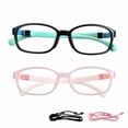 thumbnail image 1 of LAMBBAA Kids Blue Light Blocking Glasses 2 Pack Square Flexible Frame UV400 Protection Anti Blue Ray Computer Glasses Anti Glare Eyewear for Boys Girls Age 3-12 (Blue Black+Pink), 1 of 5