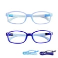 thumbnail image 1 of LAMBBAA Kids Blue Light Blocking Glasses 2 Pack Square Flexible Frame UV400 Protection Anti Blue Ray Computer Glasses Anti Glare Eyewear for Boys Girls Age 3-12 (Blue+Dark Blue), 1 of 5