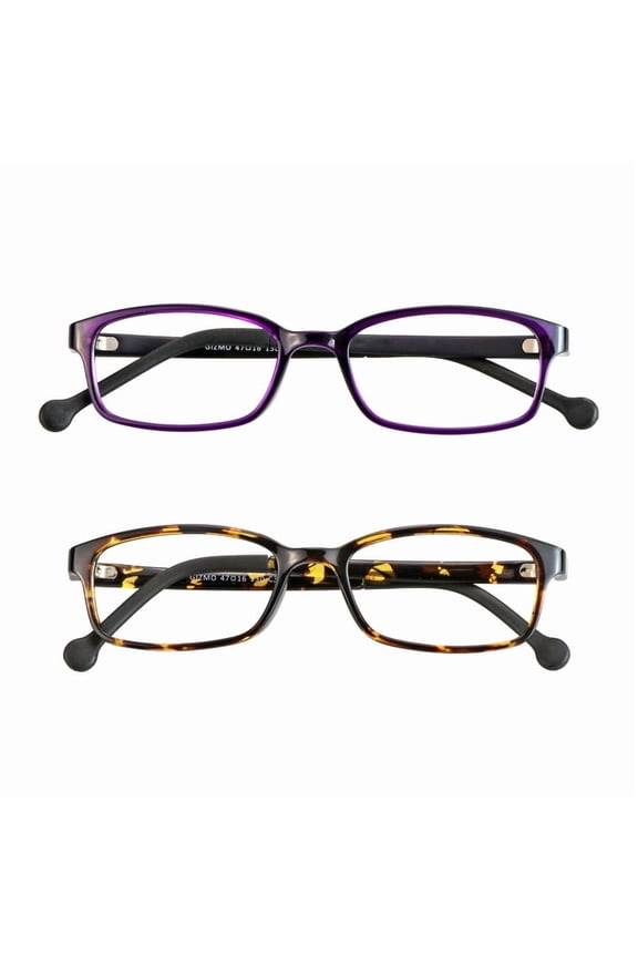 Kids Blue Light Blocking Glasses 2 Pack Square Frame UV400 Protection Anti Blue Ray Computer Glasses Anti Glare Eyewear for Boys Girls Age 3-12 (Purple+Tortoise)
