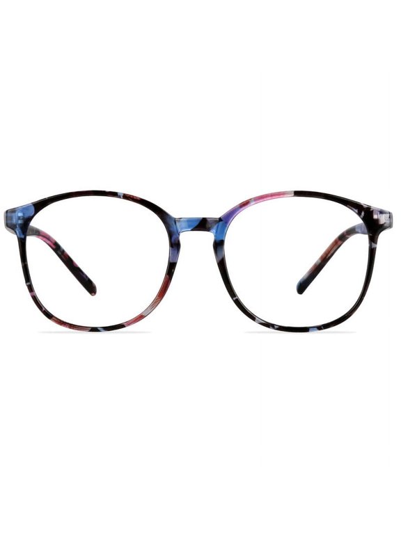 Vintage Round Blue Light Blocking Eyeglasses Computer Glasses for Men Women (Floral,No Magnification)