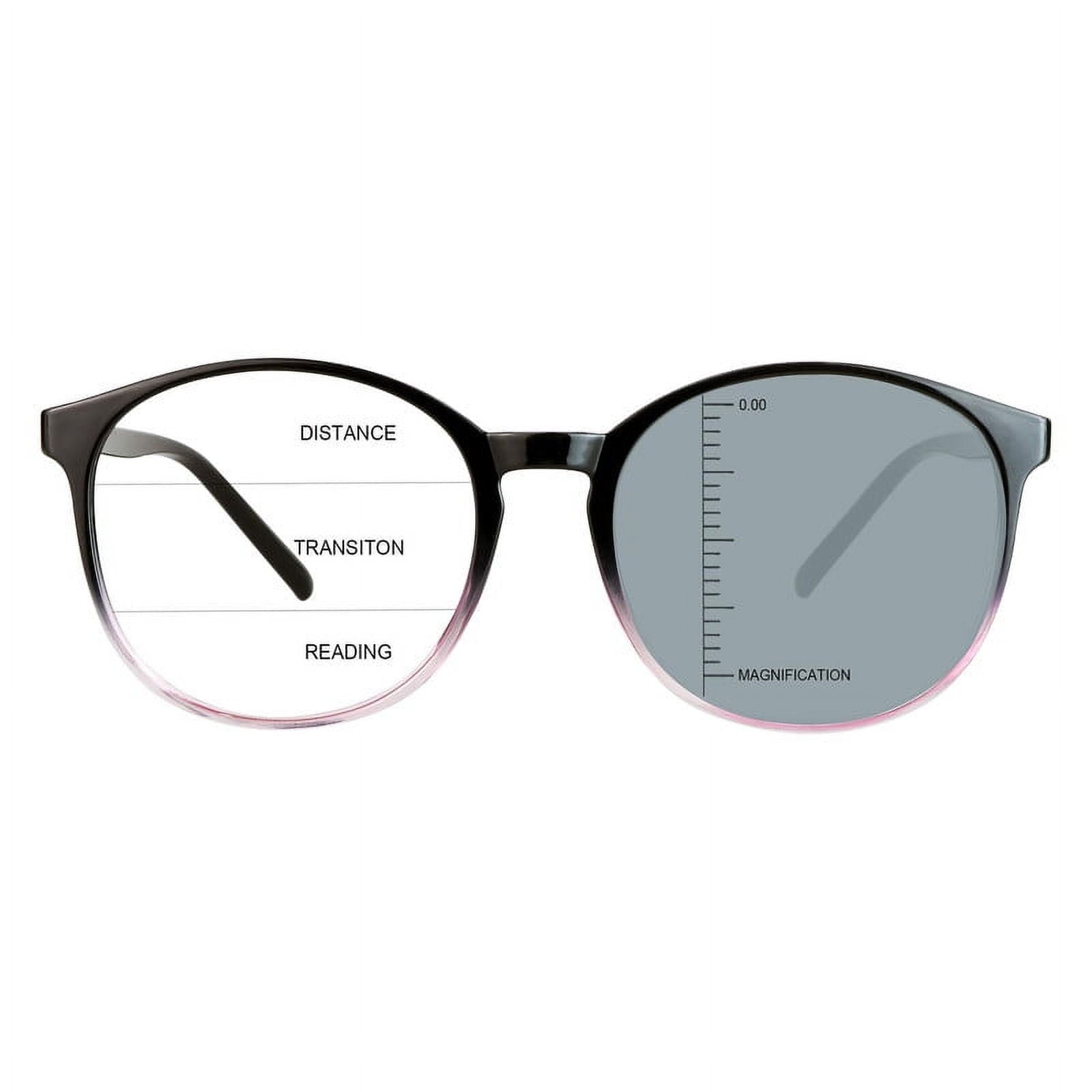 LAMBBAA Vintage Round Progressive Multifocal Presbyopic Glasses, Photochromic Gray Sunglasses for Men Women Readers (+0.00/+1.00 Magnification)