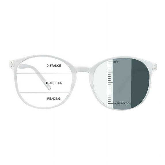LAMBBAA Vintage Round Progressive Multifocal Presbyopic Glasses, Photochromic Gray Sunglasses for Men Women Readers (+0.75/+3.25 Magnification)