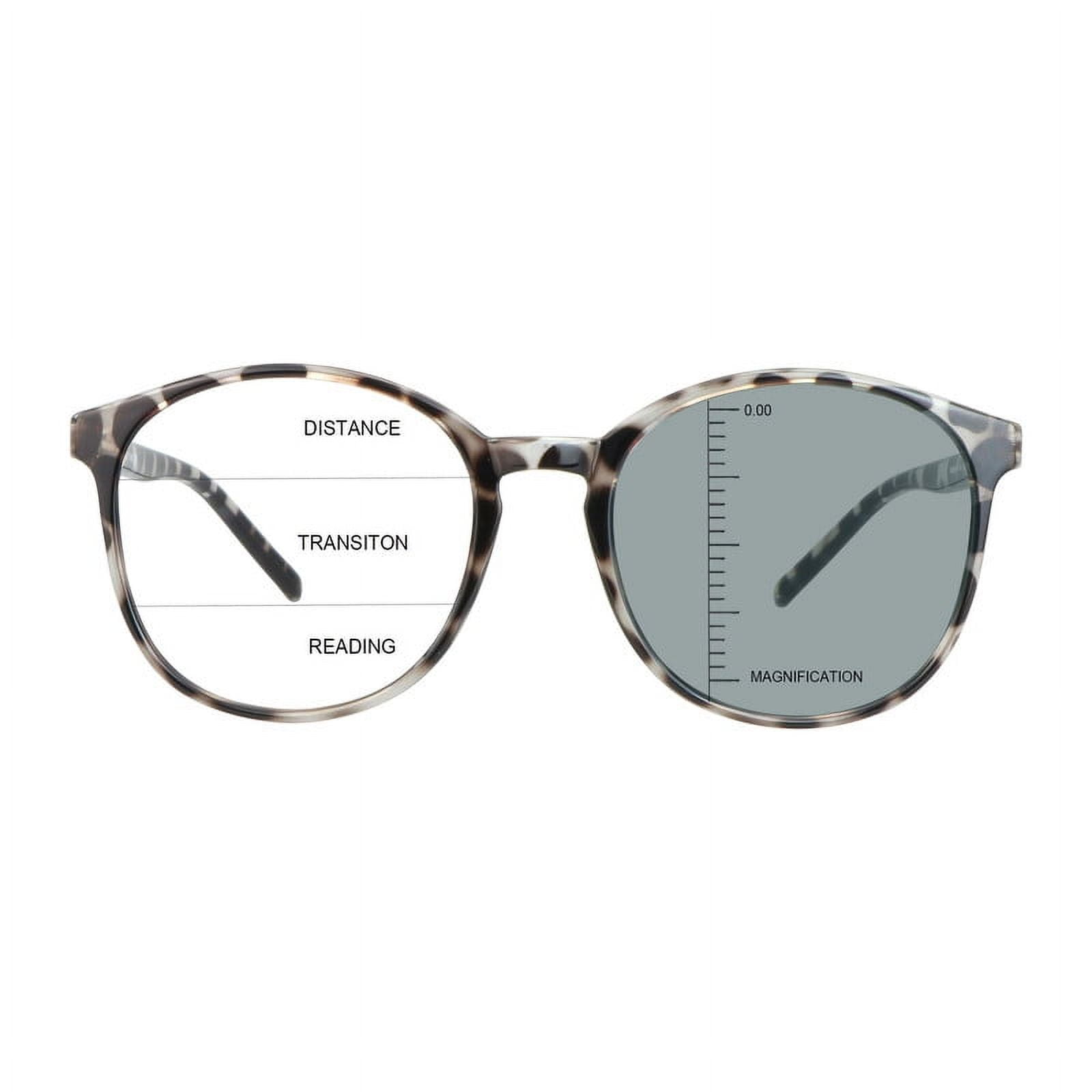 LAMBBAA Vintage Round Progressive Multifocal Presbyopic Glasses, Photochromic Gray Sunglasses for Men Women Readers (+1.00/+4.00 Magnification)