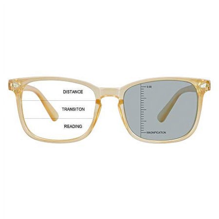LAMBBAA Vintage Square Progressive Multifocal Presbyopic Glasses, Photochromic Gray Sunglasses for Men Women Readers (+0.00/+1.00 Magnification)…
