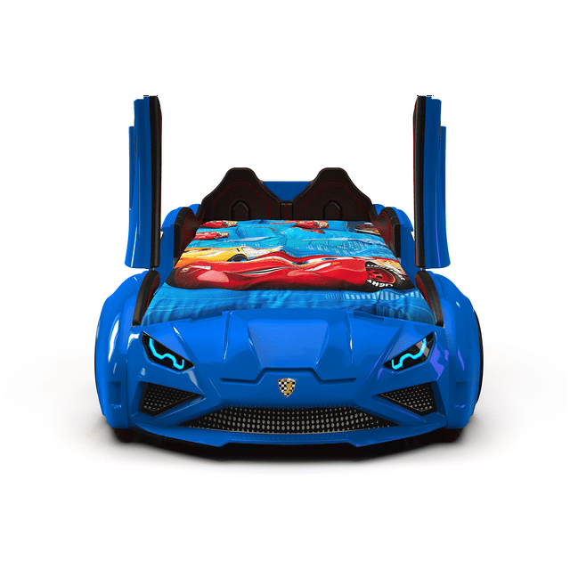 LAMBO RX Twin Race Car Bed with LED & Sound FX, Kids Racecar Bedroom