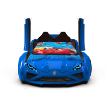 LAMBO RX Twin Race Car Bed with LED & Sound FX, Kids Racecar Bedroom Furniture, Racing Car Twin Bed