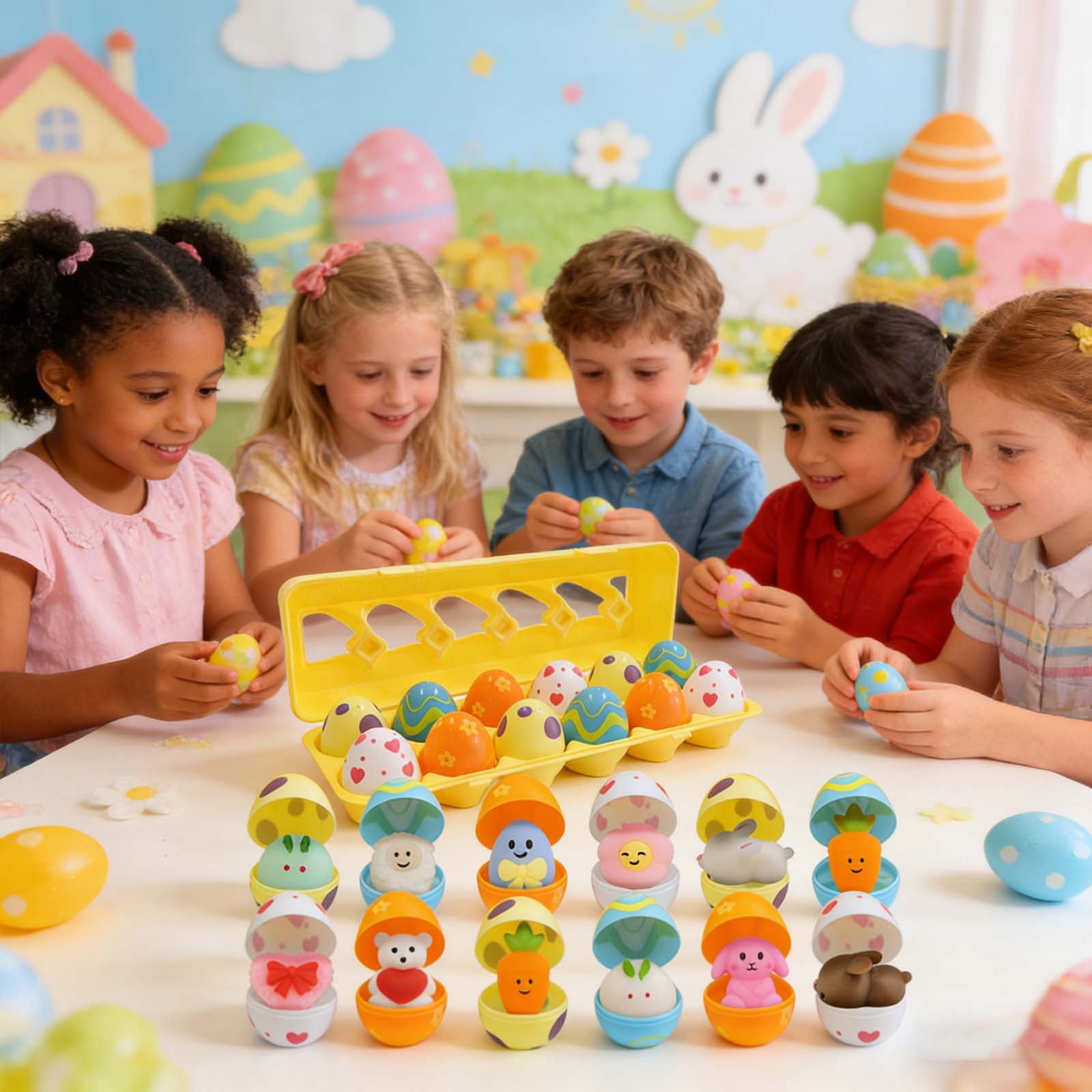 LAMDAWE 12Pack Prefilled Easter Eggs with Toys Funny Colorful Bright Assorted Colors Prefilled Eggs Easter EggHunting ClassroomPrize Supplies BasketStuffers Easter PartyFavors