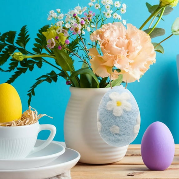 LAMDAWE 1PCS Easter Eggs Decorations Cute FeltedEggs Easter Crafts Spring Hanging Egg Tree Ornaments for Party Birthday Home Garden Decoration Holiday Easter Tiered Tray Supplies Decor