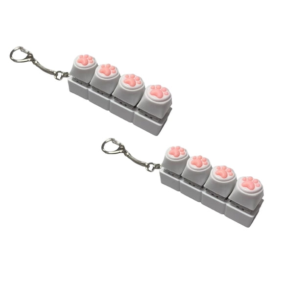 LAMDAWE 2PCS Cute Catpaw ClickyKeyboard FidgetToy Keychain,Light Up and No Light Keyboard Toys Novelty Stress Reliefing SensoryToys Anxiety Keyboard Keychain Gift forOffice School Travel