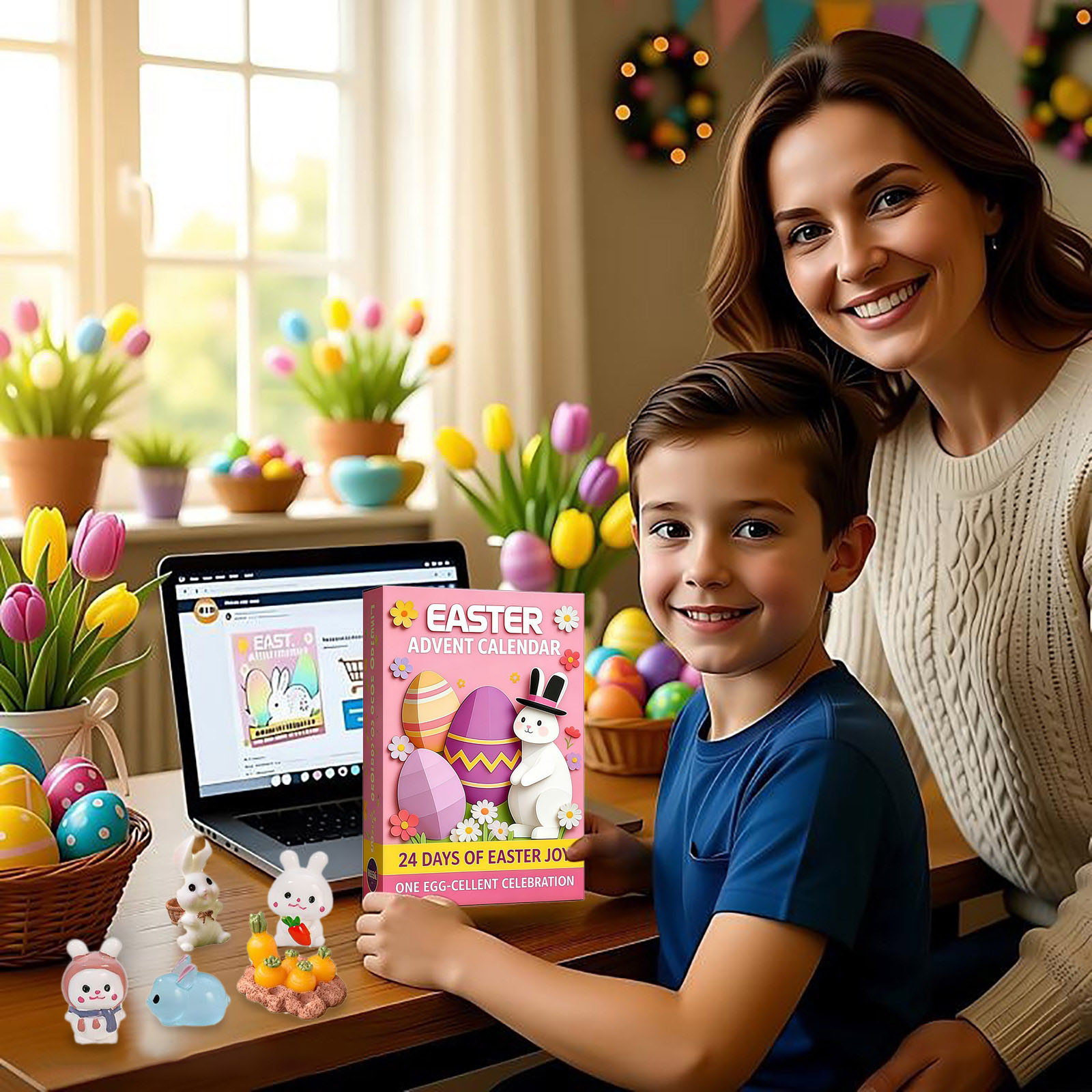 LAMDAWE EasterBunny Advent Calendar 2026,24 Days Countdown Cute Rabbit ...