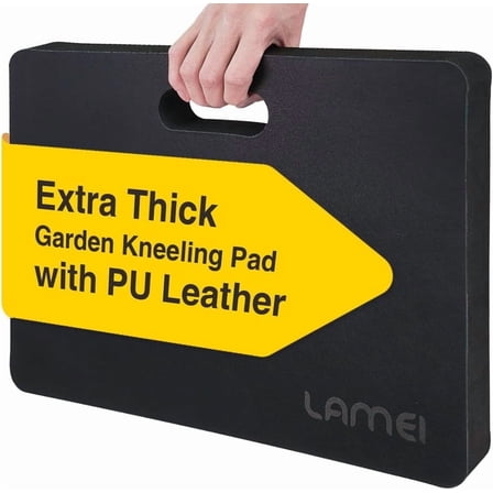 LAMEI Knee Pads, TPE Leather Gardening Balance Board, Extra Thick 1.6" Waterproof Bath Kneelers, Elbow Rest Pad Set for Yoga/Bath/Garden(Black)