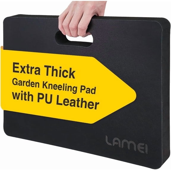 LAMEI Knee Pads, TPE Leather Gardening Balance Board, Extra Thick 1.6" Waterproof Bath Kneelers, Elbow Rest Pad Set for Yoga/Bath/Garden(Black)
