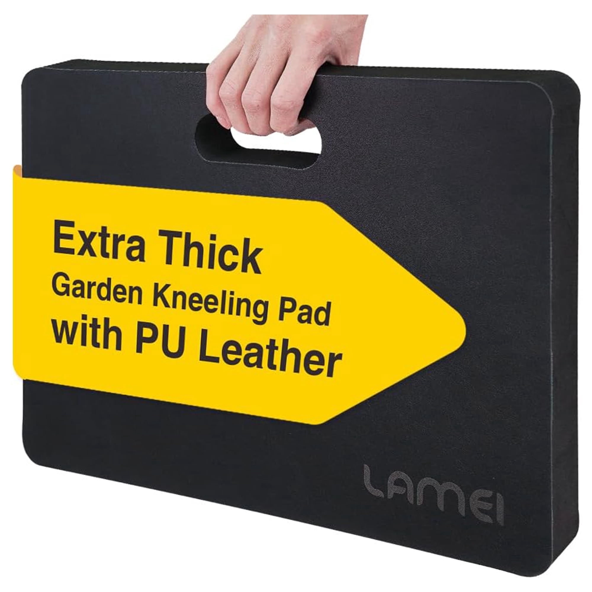 LAMEI Knee Pads, TPE Leather Gardening Balance Board, Extra Thick 1.6" Waterproof Bath Kneelers, Elbow Rest Pad Set for Yoga/Bath/Garden(Black)