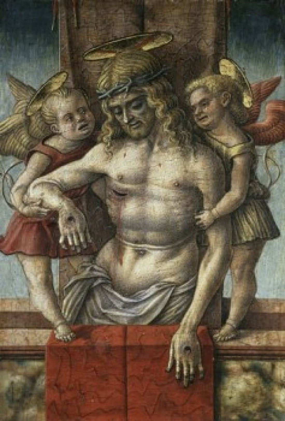 LAMENTATION OVER THE DEAD CHRIST WITH TWO ANGELS C 15TH Crivelli Carlo ca1430 d1495 Italian Musee du Louvre Paris Canvas Art - Carlo Crivelli (24 x 36)