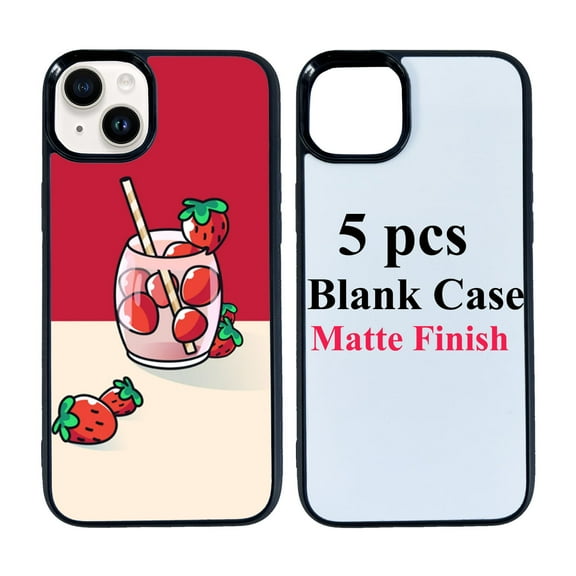 LAMICS 5 Sets Sublimation Blanks Phone Case Bulk Covers Compatible With iPhone 14, 6.1-Inch, 2 in 1 2D DIY Case Soft Rubber Cover+Inserts Matte,Easy to Sublimate Customized Sub