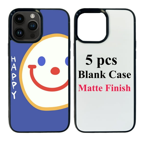 LAMICS 5 Sets Sublimation Blanks Phone Case Bulk Covers Compatible With iPhone 15 Pro, 6.1-Inch,Easy to Sublimate DIY Customized 2 in 1 2D Anti-slip Case Soft Rubber Cover+Inserts Matte Wholesale Pack