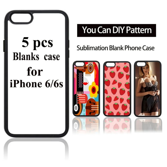 LAMICS 5PCS Sublimation Blank Phone Case Cover Blank Phone Case Compatible With iPhone 6 / 6S, 4.7", Easy to Sublimate DIY Customize Heat Press Rubber Protective Case + Insert Matte Wholesale Pack