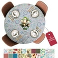 thumbnail image 1 of LAMINET Deluxe Elastic Edged Flannel Backed Vinyl Fitted Table Cover - Multi-Color Geometric Medallion Pattern - Large Round - Fits Tables up to 45" - 56" Diameter, 1 of 10