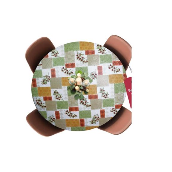 LAMINET ETOLPAT48 Deluxe Elastic Table Cover - Olive Patch Small Round