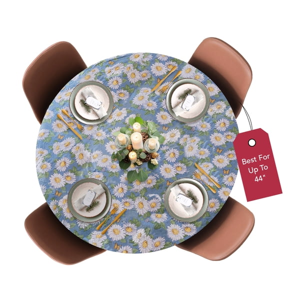 LAMINET Elastic Fitted Table Cover - Daisy - Small Round - Fits Tables up to 44" Diameter