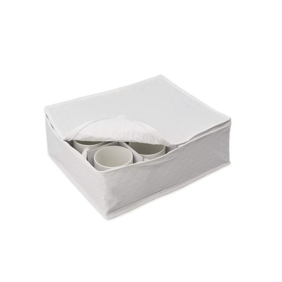 LAMINET Quilted Mug/Cup Storage Case - Holds Up to 12 Mugs/Cups - WHITE -6501A-FBM