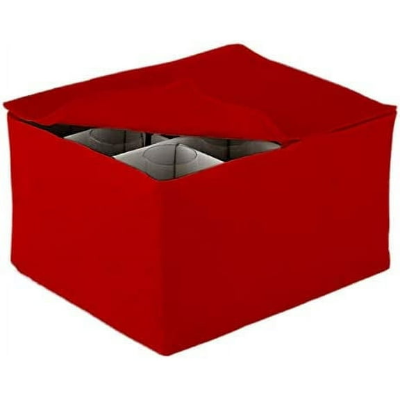 LAMINET Quilted Stemware Storage Case - Holds Up to 12 Stemware/Tall Glasses - RED 6808AC-RED-FBM