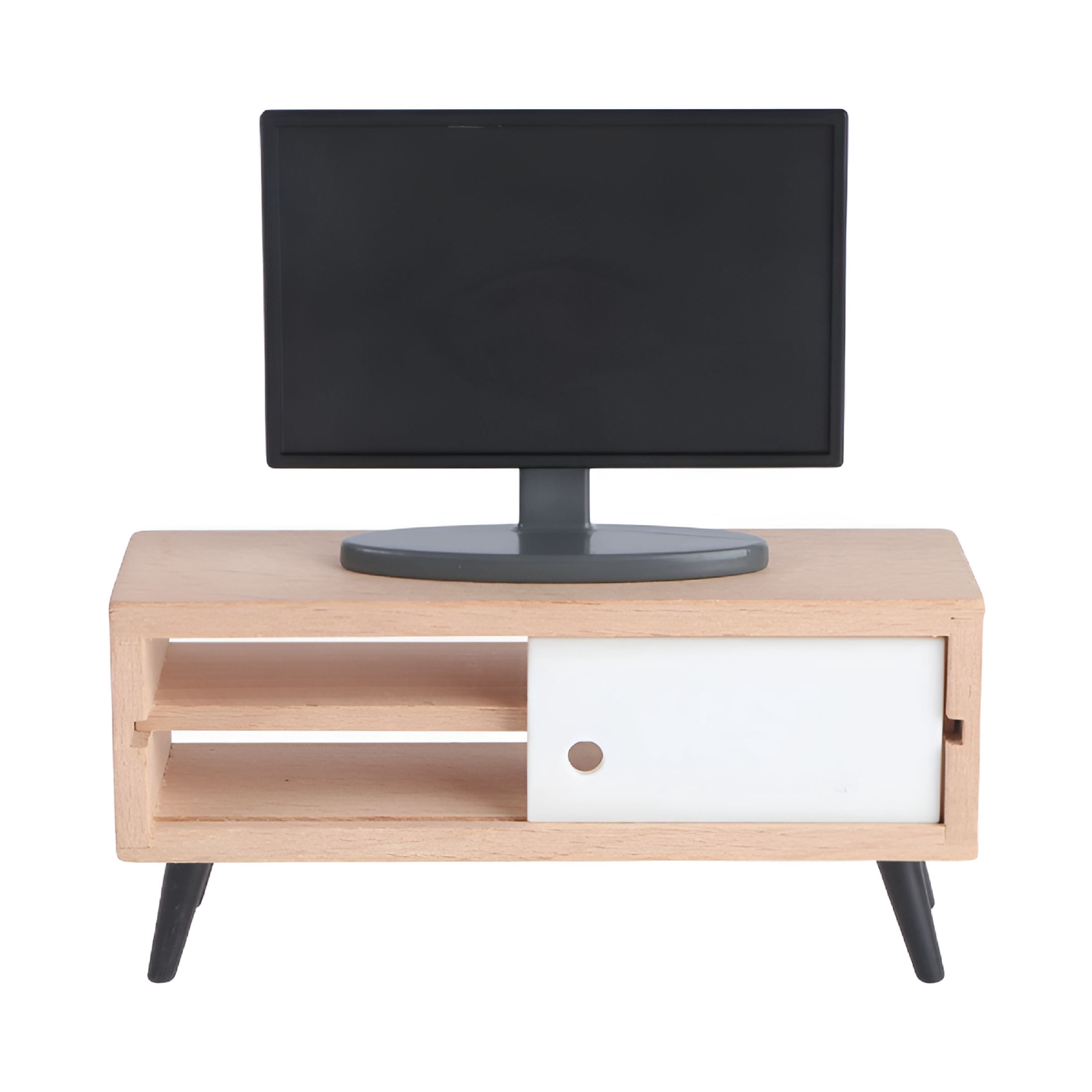 LAMIRO 1:12 Scale Mini TV & Wooden Stand Dollhouse Furniture - Walmart.com