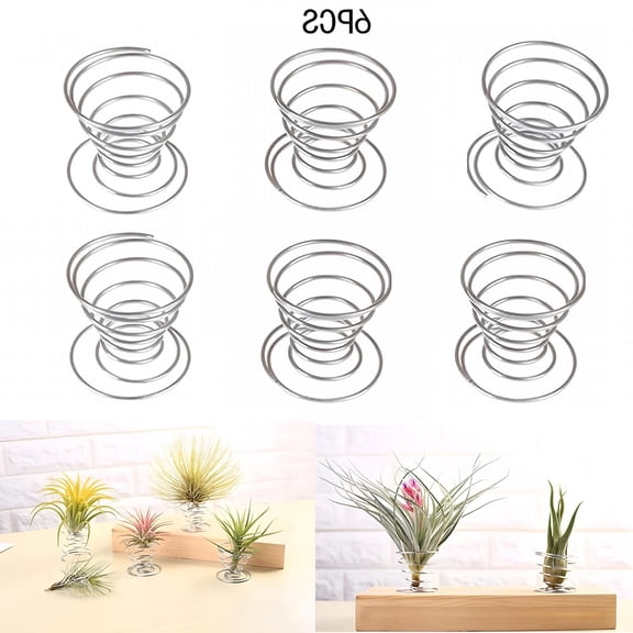 LAMIRO 1.57 x 1.57 x 1.65 Silver Steel Plant Stand with Spring Wire Design (6 Count)