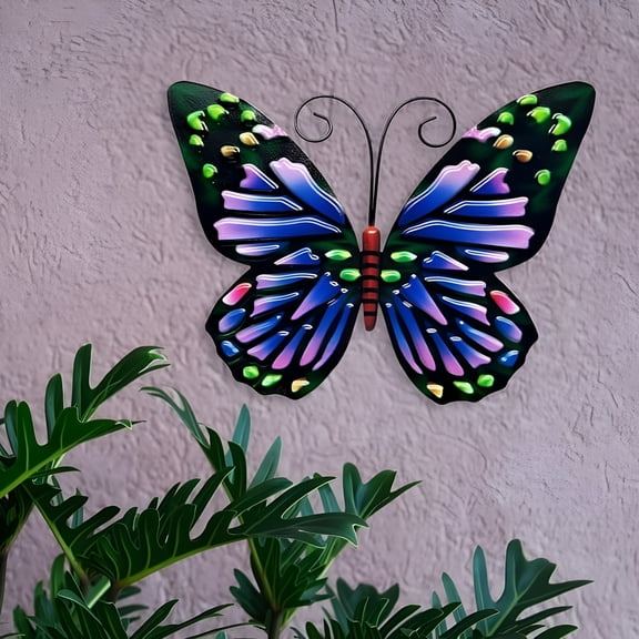 LAMIRO 1 Pack Large Metal Butterfly Wall Art Outdoor Decor,6.3" Butterflies Wall Sculpture Hanging Decor for Home Yard Patio Garden Decoration