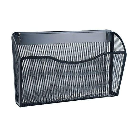 LAMIRO 1 Pocket Wall File Folder No Drilling Magnetic Paper Holder Document Mail Organizer Hanging Magazine Basket,Storage Rack for File Cabinets Office Classroom (BLACK)