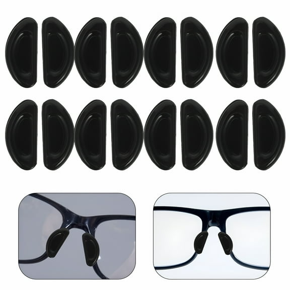 LAMIRO 10 Pairs Eyeglass Nose Pads Soft Silicone Anti Slip Glasses Nose Pads Replacement Transparent Nose Cushion for Sunglasses Glasses Frame Black