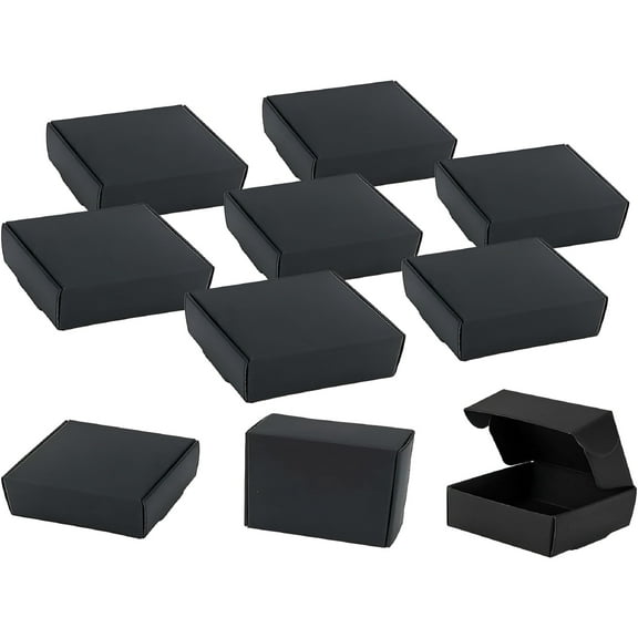 LAMIRO 10 Pcs Small Kraft Paper Gift Boxes 2.16" x 2.16" x 0.98" Bulk Gift Boxes with Lid Mini Bracelet Boxes for Jewelry Tiny Wrap Boxes Small Cardboard Boxes for Favor Ornaments Earrings