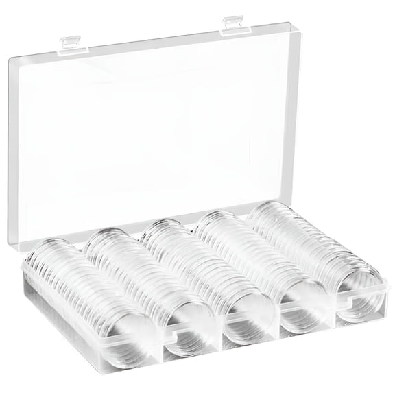 LAMIRO 100 Pcs Coin Clip Display Case Silver Dollar Holder Money Storage Box