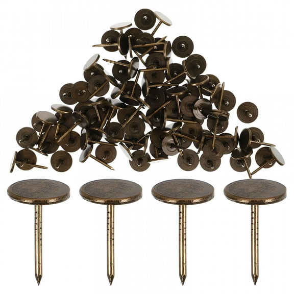 LAMIRO 100Pcs Flat Head Thumb Tack for Wood with Dark Brown Iron Material for Fixing Thumbtacks for Hanging