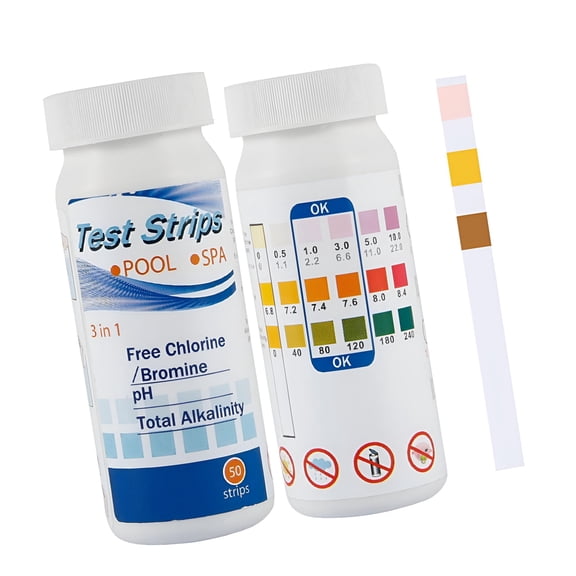 LAMIRO 100Pcs/Set Chlorine Dip Test Strips Hot Tub SPA Swimming Pool Water PH Tester Paper (2 Bottles)