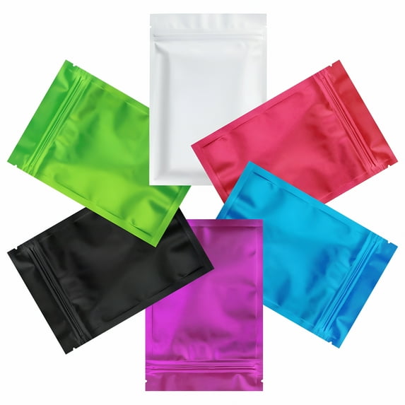LAMIRO 100pcs Metallic Mylar Bags Resealable Zip Lock Food Storage Pouch for Candy Nut Tea Spice