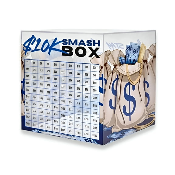 LAMIRO 10K Savings Challenge Box,Cash Money Saving Box,Acrylic Glass Piggy Bank,Secure Challenge Saving,Budget Planner,Piggy Banks Transparent Clear Portable Digital Box 5.9In