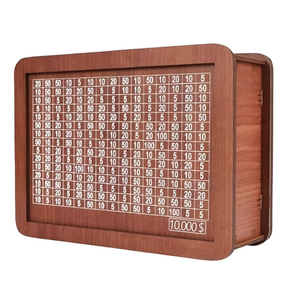 LAMIRO 10K Smash Box,Smash Box for Money,10000 Savings Challenge Box,Money Smash Box 10K,Money Saving Box 10,000,Cash Vault Wooden Savings Box 10000,Reusable Money Saving Box for Adults and Kids