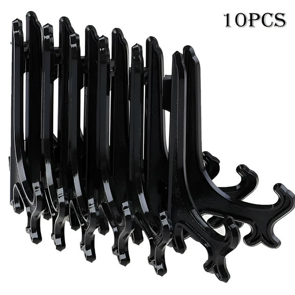 LAMIRO 10pcs Plastic Display Plate Stand Easel Frames Pictures Bowls Holder Clear