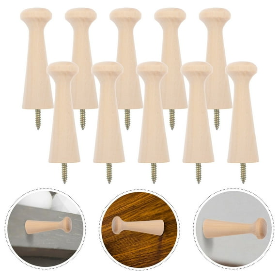 XIBUFE 10Pcs Screw In Shaker Pegs Wooden Pegs For Hanging Wall Pegs Wood Hook Peg Rack