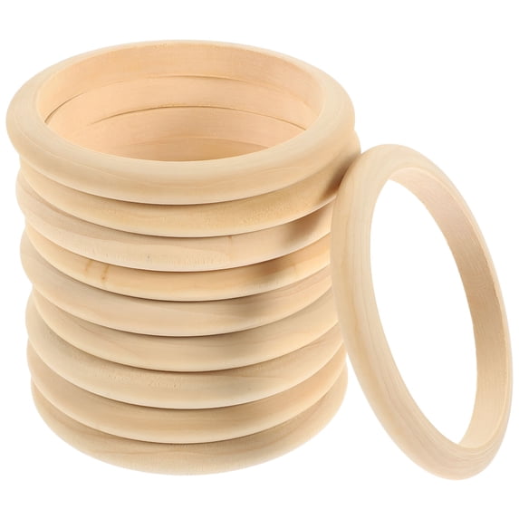 LAMIRO 10pcs Wood Bangle Bracelets Unfinished Natural Round Wooden Ring for DIY Craft Project Making