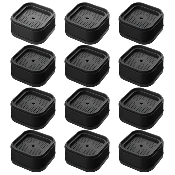 LAMIRO 12 Pack Furniture Risers,Adjustable Furniture Pads,Heavy Duty Lifts Height 1",Square Stackable Bed Risers for Desk Leg Table Couch Sofa Chair Bed Frame Legs Dorm (Black)