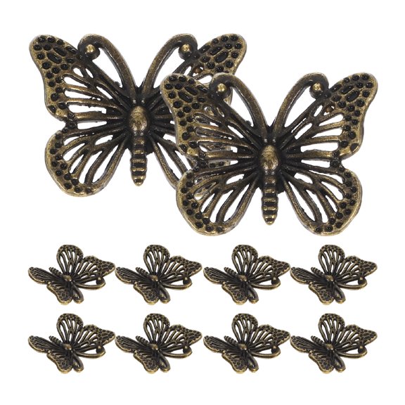 LAMIRO 12 Pcs Butterfly Cabinet Knobs Vintage Brass Butterfly Shape Knobs Single Hole Pulls Handles Decorative Dresser Drawer Knobs For Drawer Cupboards Closet Wardrobe